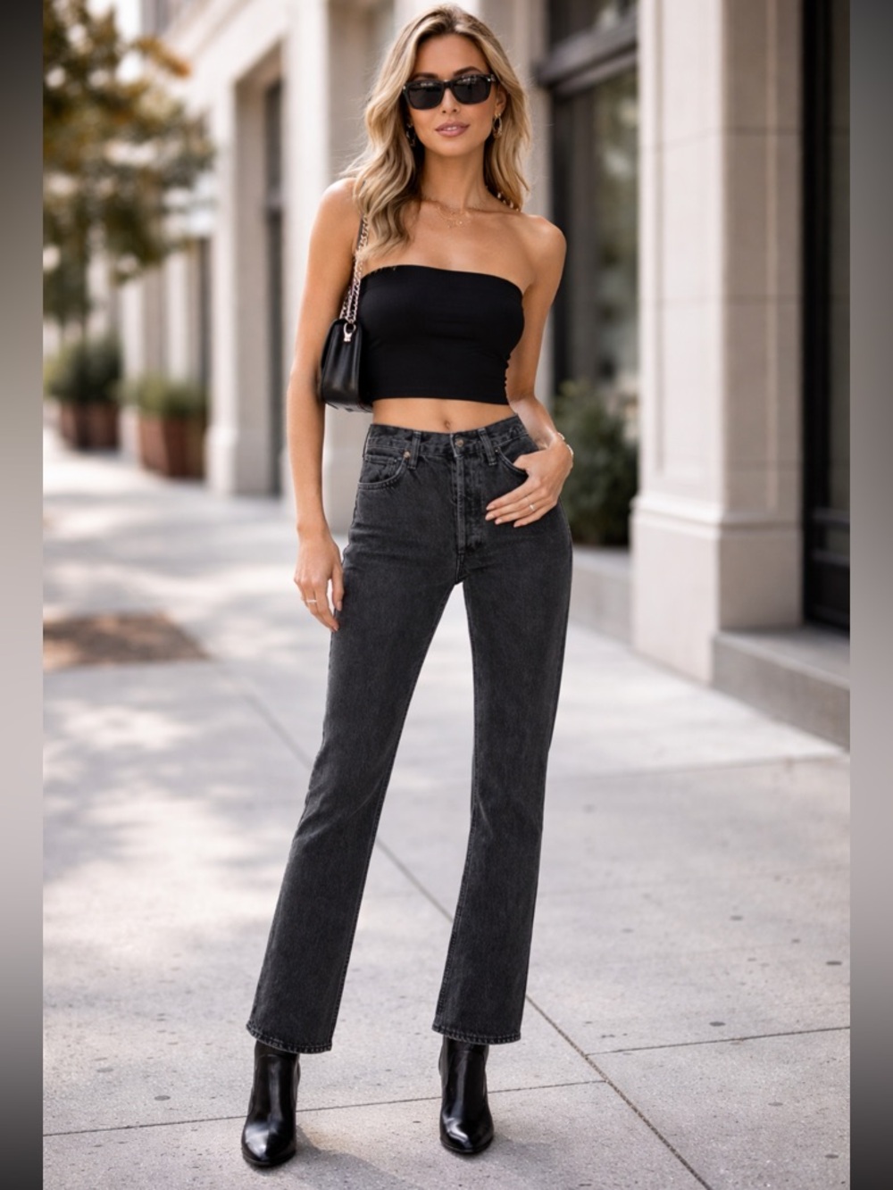 Agolde x Revolve Black Bootcut Jeans Mid Rise Size 32 NWT